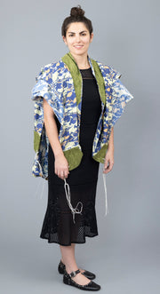 Elly Bovarnick Studios Tallises Blue Pomegranates with Green Cotton Tallit and Bag