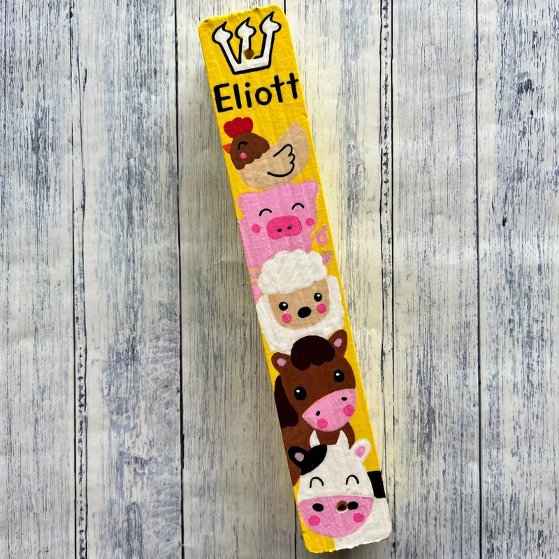 Lea Joelle Handmade - Personalized Farm Animals Mezuzah - Yellow - ModernTribe