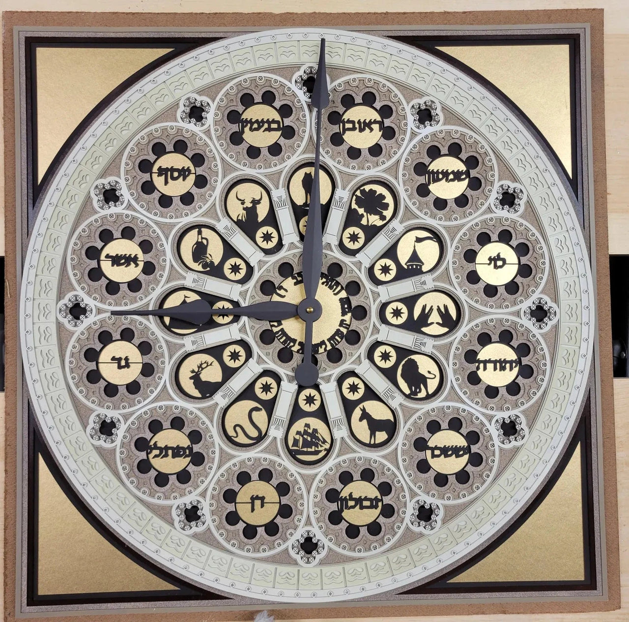 Sketch Blue Studio - The Twelve Tribes Zodiac Hebrew Multi - Layered Laser - Cut Clock by Sketch Blue Studio - ModernTribe