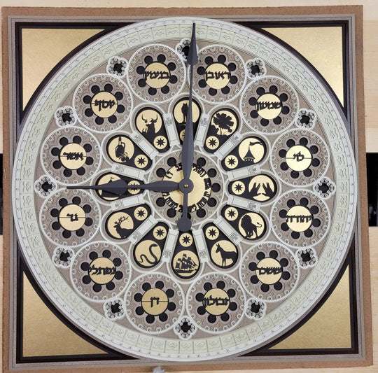The Twelve Tribes Zodiac Hebrew Multi-Layered Laser-Cut Clock by Sketch Blue Studio