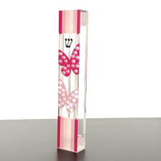 Florida-Funshine Mezuzahs Butterfly Mezuzah - Embellished Acrylic Mezuzah with faux pearls - Judaica Gift - New Baby Girl Gift - Pink Mezuzah