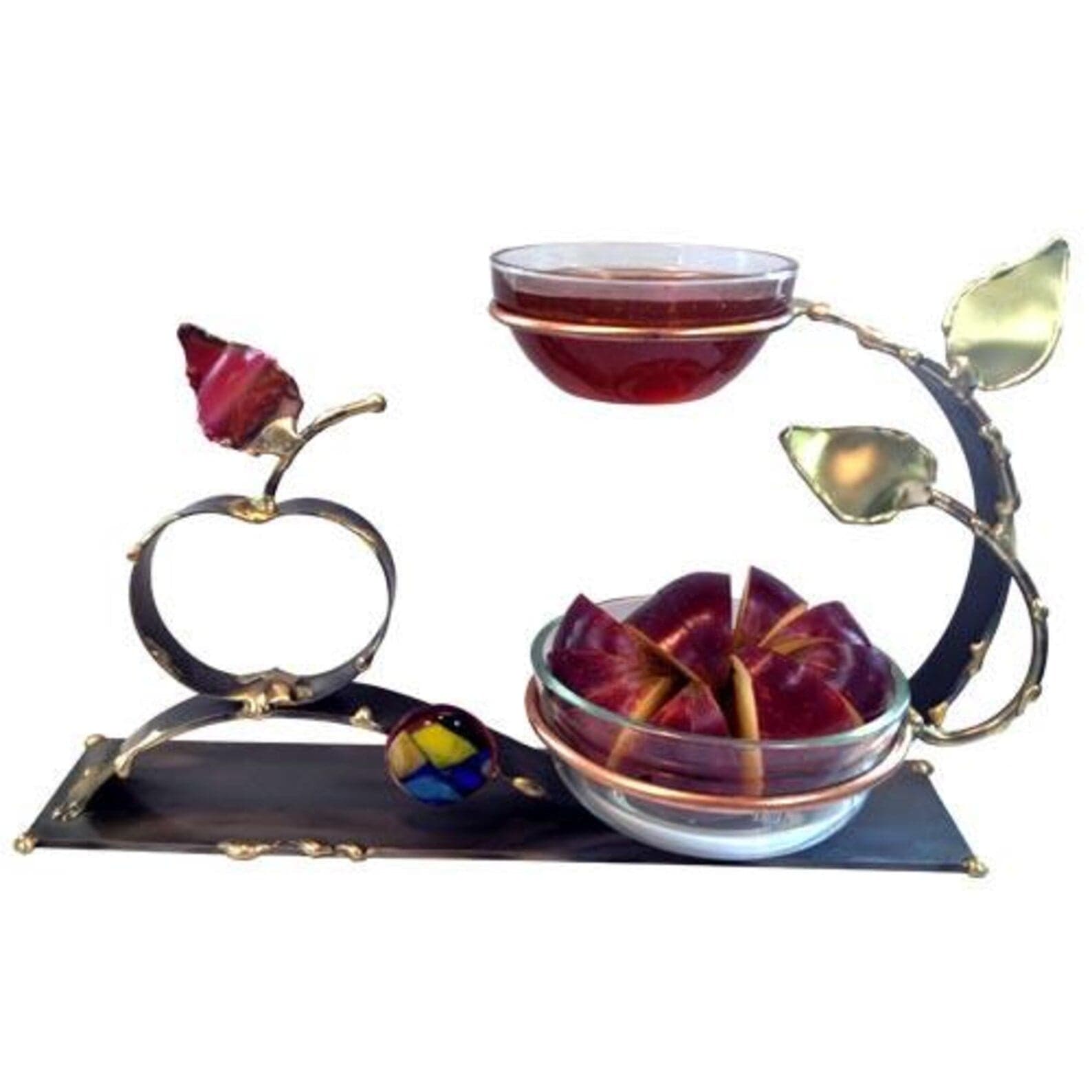 Gary Rosenthal Honey Dishes Brass Apple and Honey Combo Dish by Gary Rosenthal