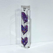 Florida-Funshine Mezuzahs Purple Hearts Mezuzah - Embellished Acrylic Mezuzah with colored pearls - Judaica Gift - Beaded Mezuzah - Girl Room Mezuzah