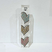 Florida-Funshine Mezuzahs Hearts Mezuzah - Embellished Acrylic Mezuzah with colored pearls - Judaica Gift - Beaded Mezuzah - Girl Room Mezuzah