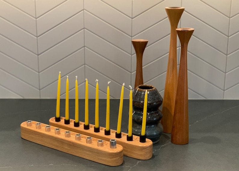 The Knotty Dane - Rounded Wooden Menorah - Choice of Wood - ModernTribe