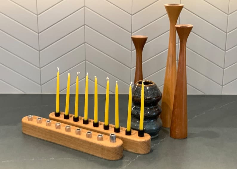 The Knotty Dane - Rounded Wooden Menorah - Choice of Wood - ModernTribe