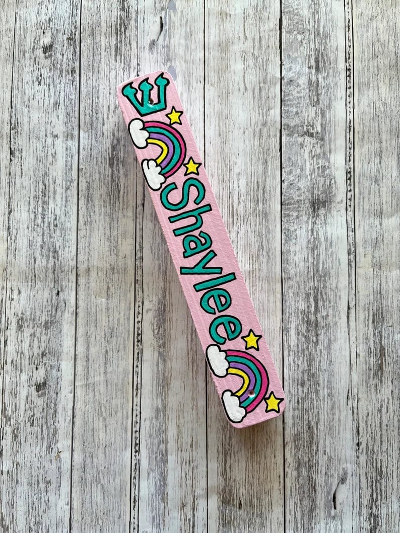 Lea Joelle Handmade Mezuzahs Personalized Rainbow Mezuzah - Light Pink