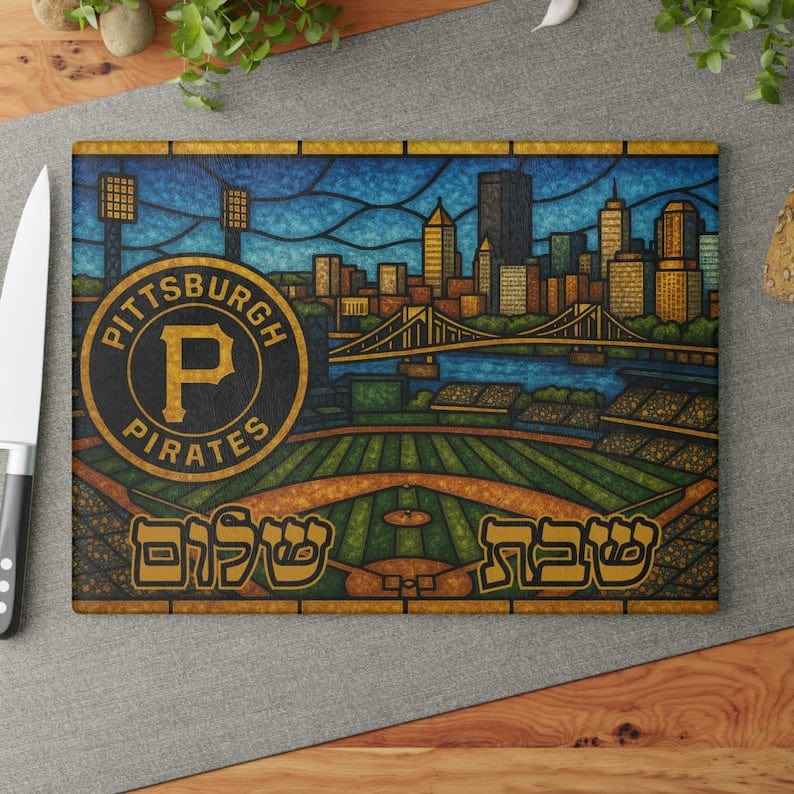 The Rabbi's Wife - Baseball Stained Glass Style Challah Board - (Choice of Team) - ModernTribe