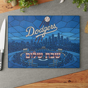 The Rabbi's Wife Challah Boards Los Angeles Dodgers Baseball Stained Glass Style Challah Board - (Choice of Team)