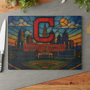 The Rabbi's Wife Challah Boards Cleveland Guardians Baseball Stained Glass Style Challah Board - (Choice of Team)