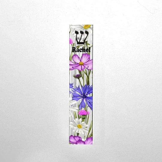 Personalized Purple Acrylic Wildflower Mezuzah