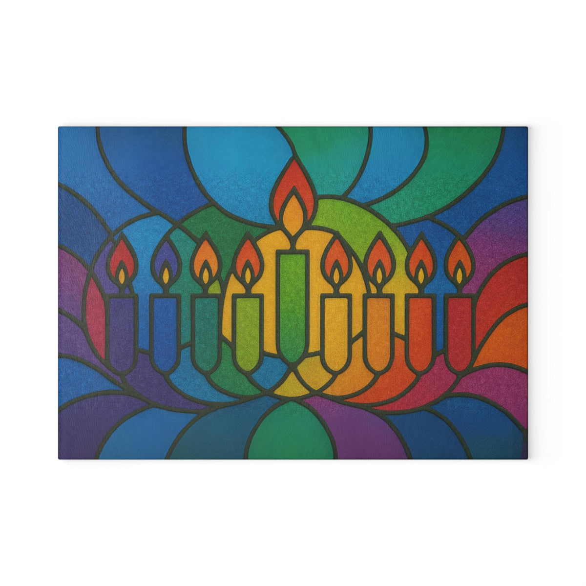 The Rabbi's Wife Trays Rainbow Stained Glass Style Glass Menorah Drip Tray