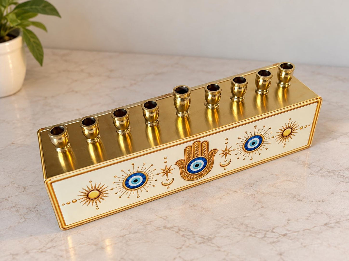 Lea Joelle Handmade Menorahs Hamsa & Evil Eye Menorah