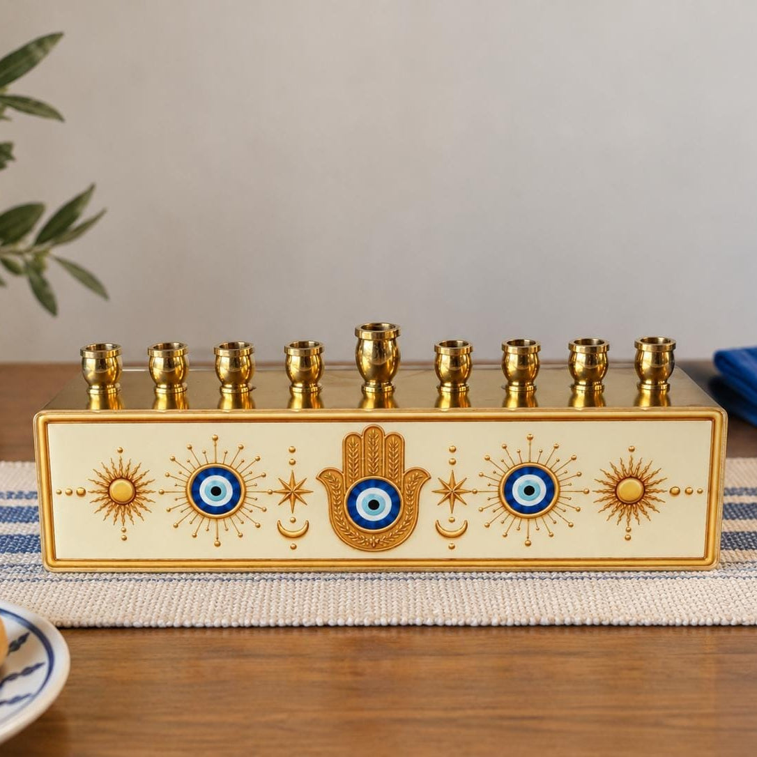Lea Joelle Handmade Menorahs Hamsa & Evil Eye Menorah