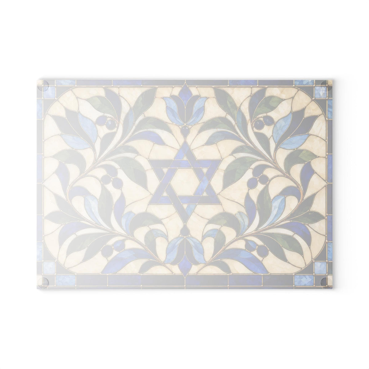 The Rabbi's Wife Trays Blue Floral Star of David Glass Menorah Drip Tray