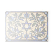 The Rabbi's Wife Trays Blue Floral Star of David Glass Menorah Drip Tray