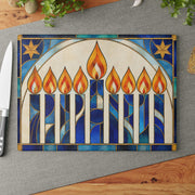 The Rabbi's Wife Trays Stained Glass Style Glass Menorah Drip Tray