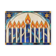 The Rabbi's Wife Trays Stained Glass Style Glass Menorah Drip Tray