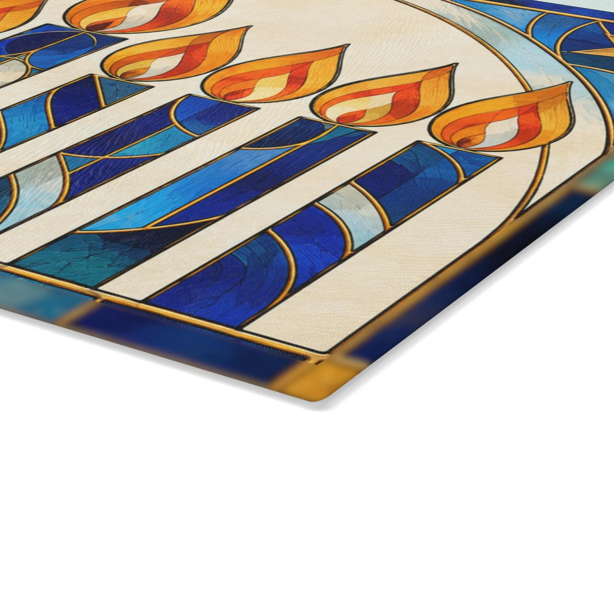 The Rabbi's Wife Trays Stained Glass Style Glass Menorah Drip Tray