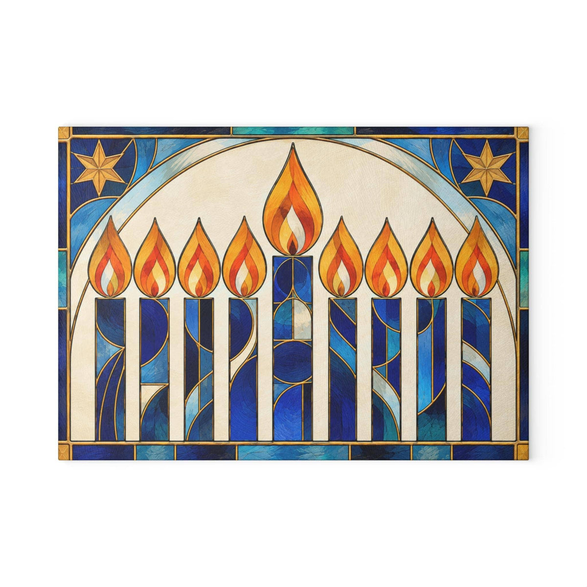 The Rabbi's Wife Trays Stained Glass Style Glass Menorah Drip Tray