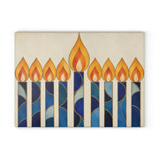 The Rabbi's Wife Trays Blue and Gold Candles Glass Menorah Drip Tray