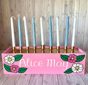 Lea Joelle Handmade Menorahs Personalized Flowers Menorah - Light Pink