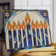 The Rabbi's Wife Trays Stained Glass Style Glass Menorah Drip Tray