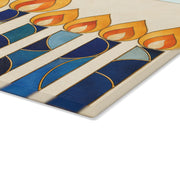 The Rabbi's Wife Trays Blue and Gold Candles Glass Menorah Drip Tray