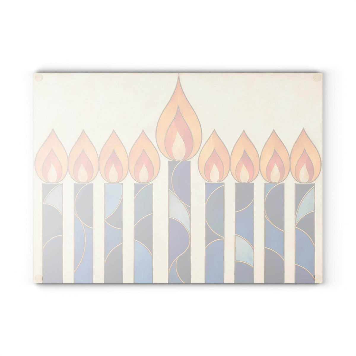 The Rabbi's Wife Trays Blue and Gold Candles Glass Menorah Drip Tray