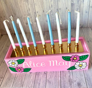 Lea Joelle Handmade Menorahs Personalized Flowers Menorah - Light Pink