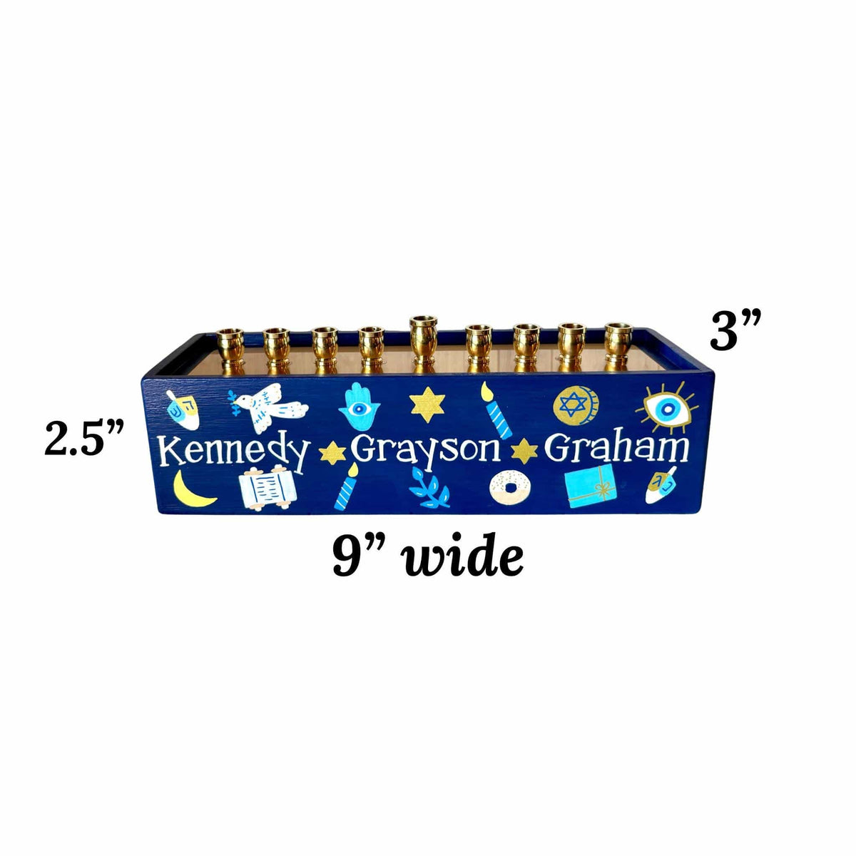 Lea Joelle Handmade Menorahs Personalized Hanukkah Symbols Menorah - Navy Blue