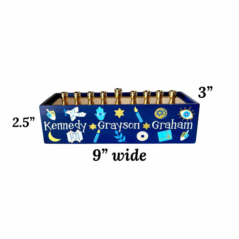 Lea Joelle Handmade Menorahs Personalized Hanukkah Symbols Menorah - Navy Blue