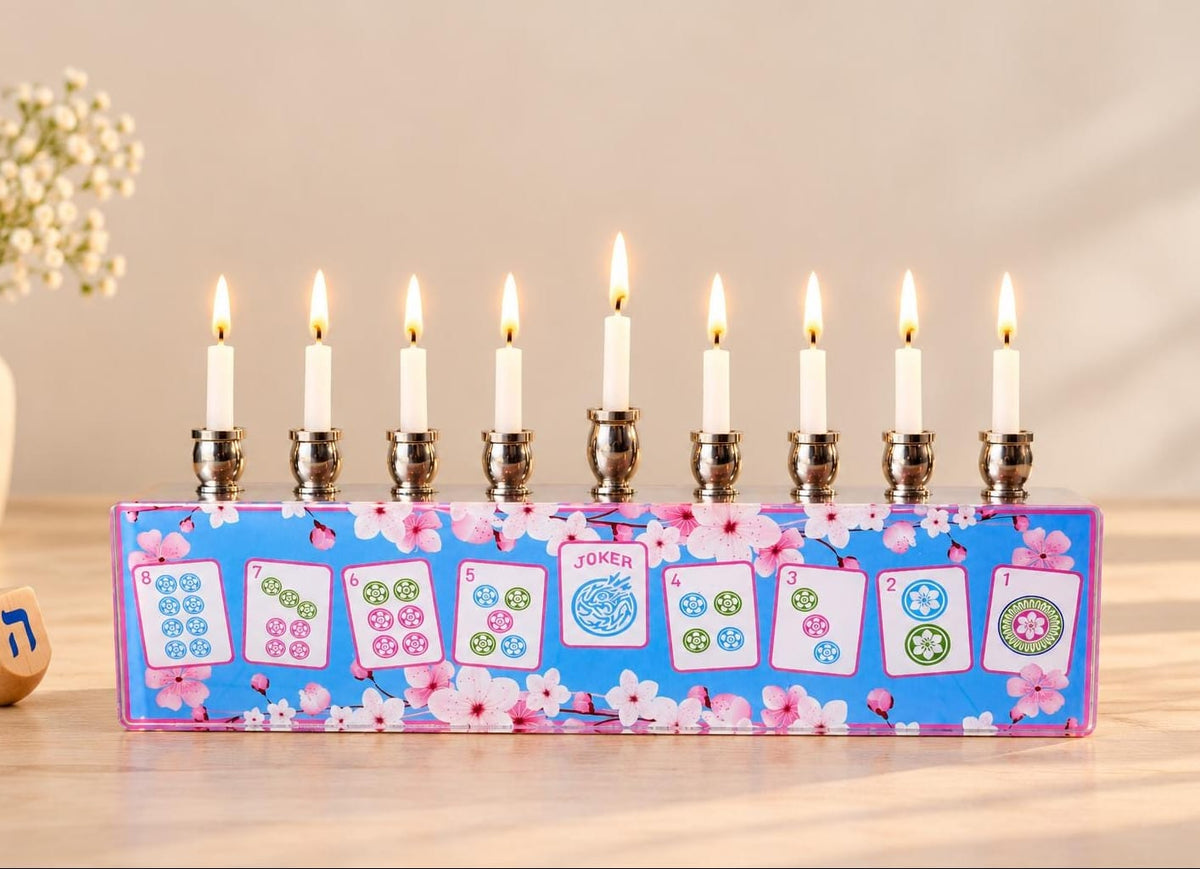 Lea Joelle Handmade Menorahs Mahjong Cherry Blossom Menorah