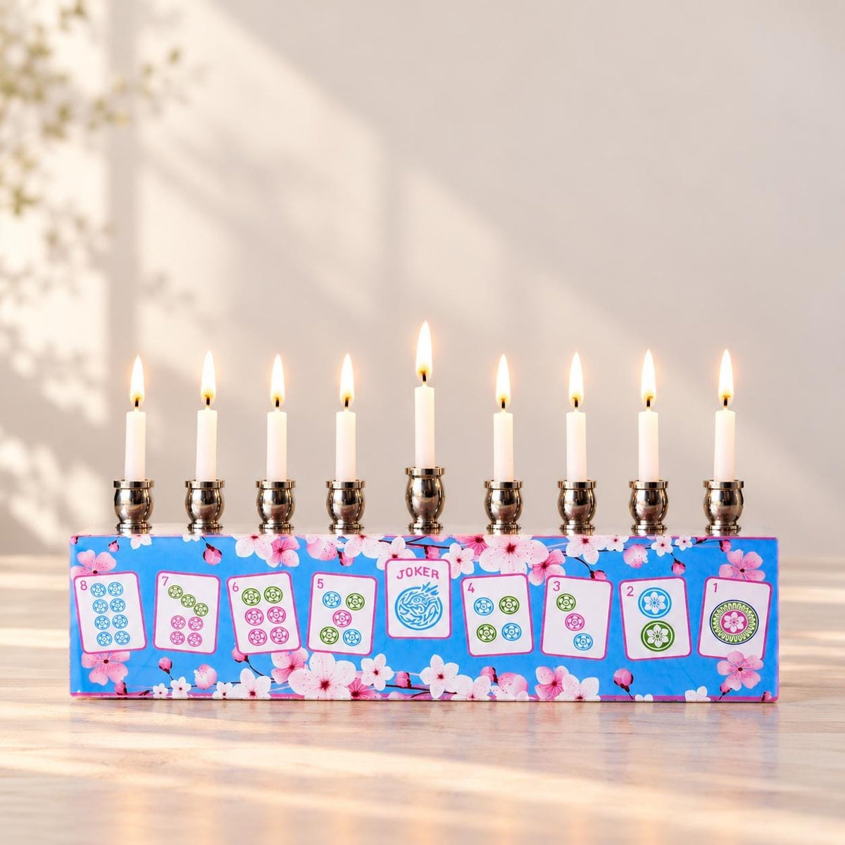 Lea Joelle Handmade Menorahs Mahjong Cherry Blossom Menorah