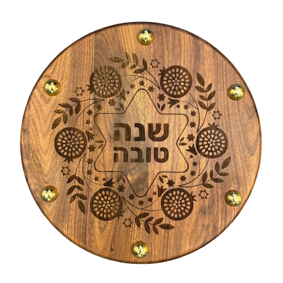 Joy Stember - Shana Tova Round Challah Board with Pomegranates by Joy Stember - ModernTribe