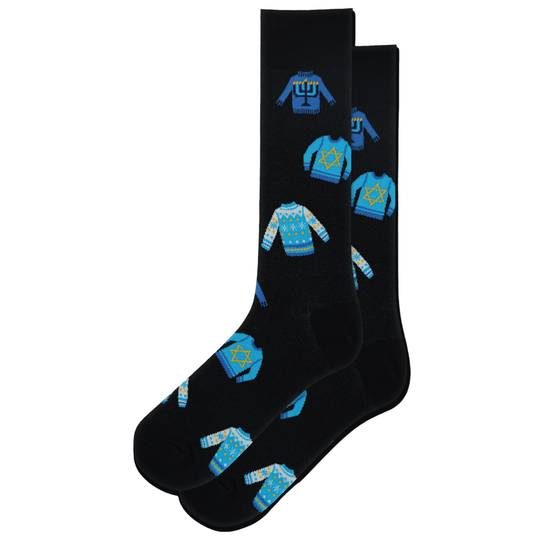 Men's Hanukkah Sweater Socks - Black