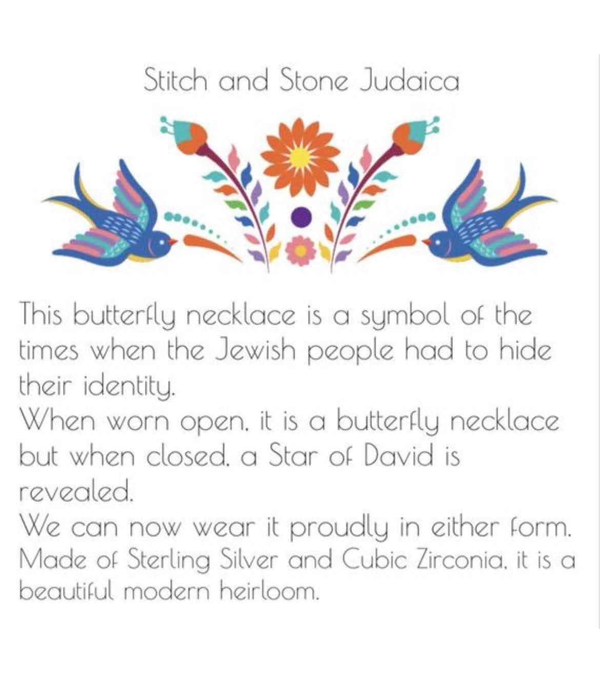 Stitch and Stone - Butterfly Star of David Necklace - Marcasite - ModernTribe
