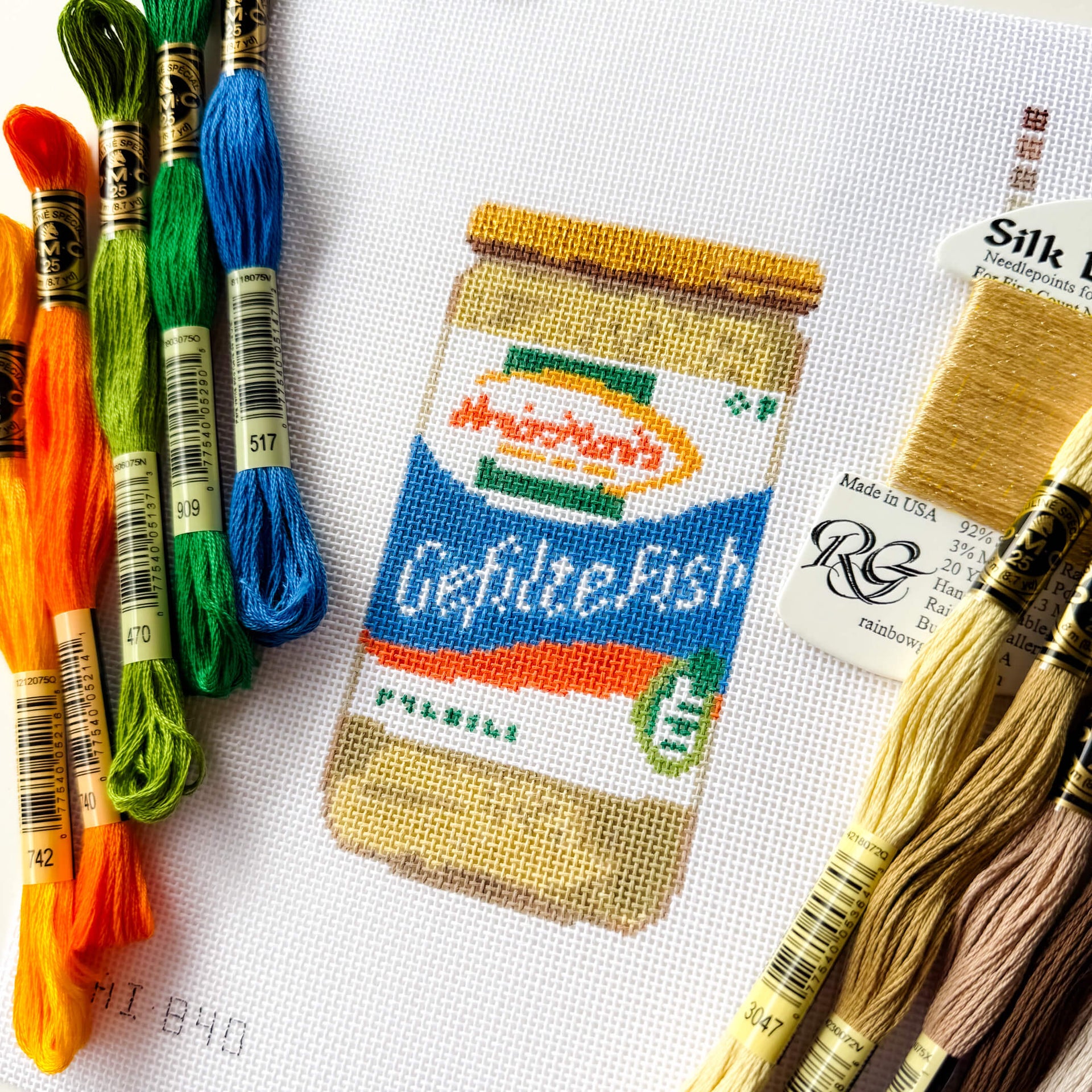 Allison Ivy - Gefilte Fish Jar Needlepoint Kit - ModernTribe