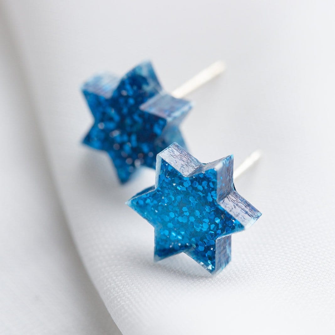 Ariel Tidhar Earrings Blue Mini Magen Studs - Mediterranean Blue Glitter