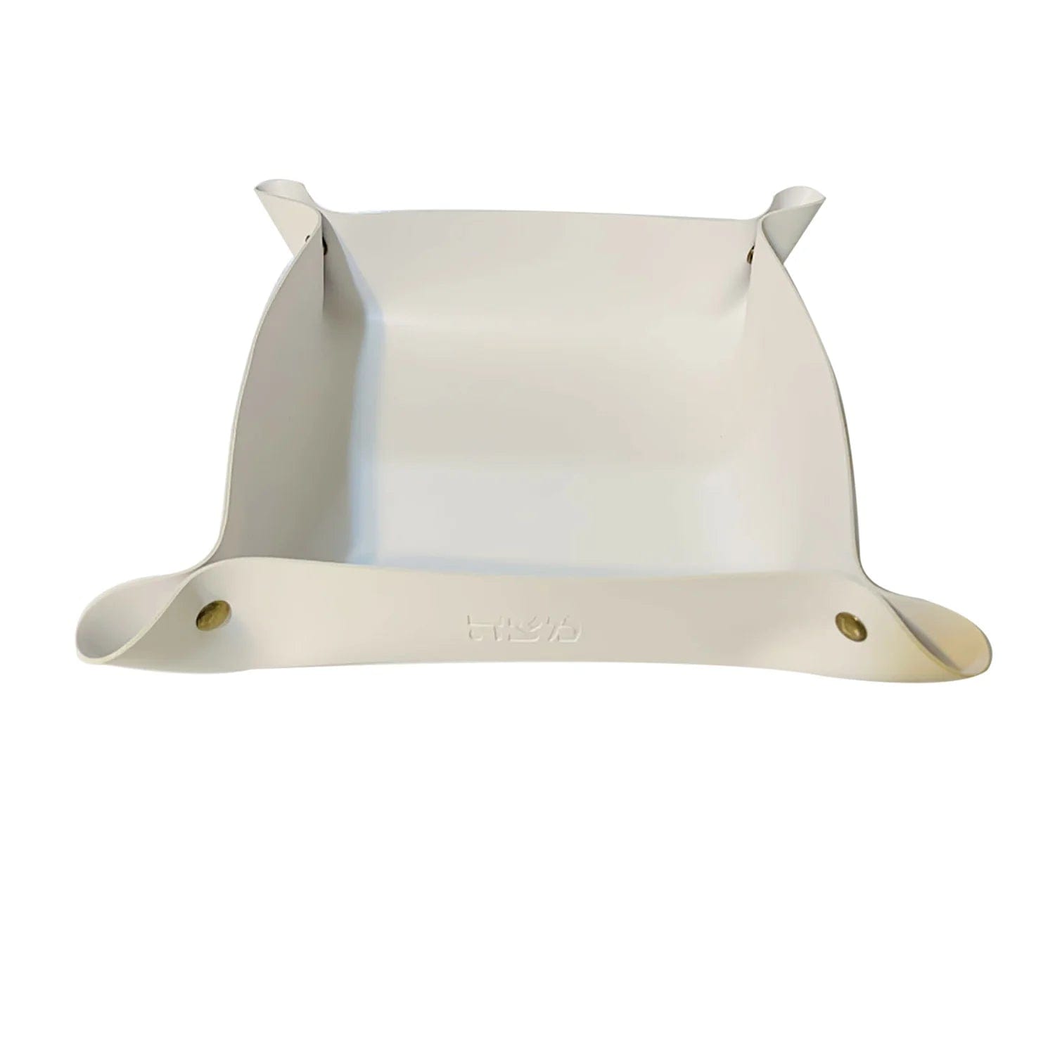 Broderies De France Matzah Plates Faux Leather Folding Matzah Tray - White
