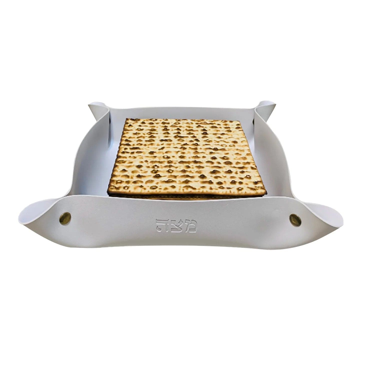 Broderies De France Matzah Plates Faux Leather Folding Matzah Tray - White