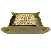 Broderies De France Matzah Plates Faux Leather Folding Matzah Tray - Gold
