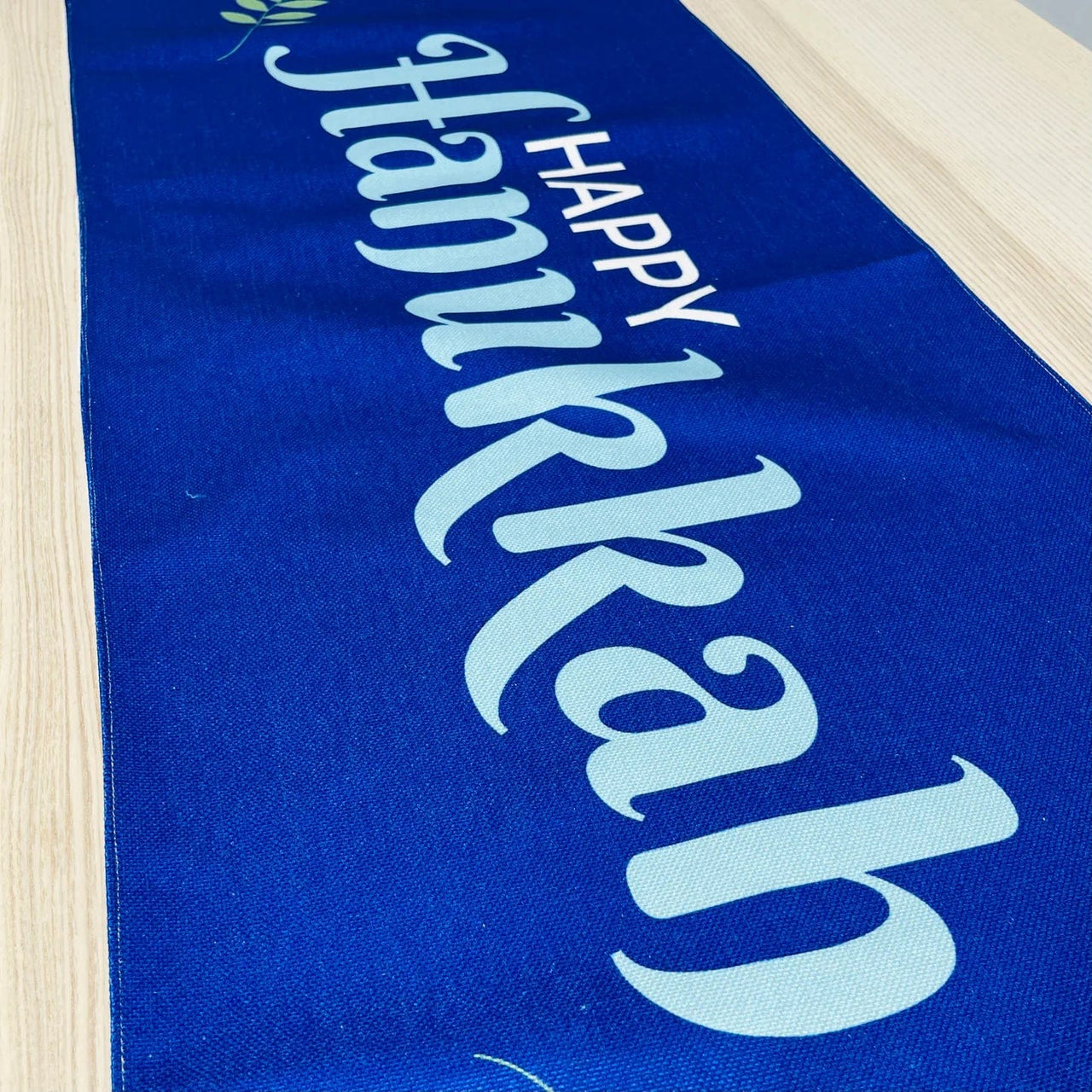 Broderies De France - Blue Happy Hanukkah Table Runner - ModernTribe