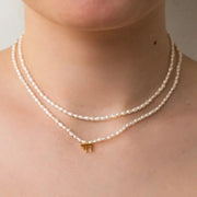 Hineni Necklaces Gold / Layered with Pearl Chain The Everyday Pearl Chai Necklace - Gold Vermeil or Sterling Silver