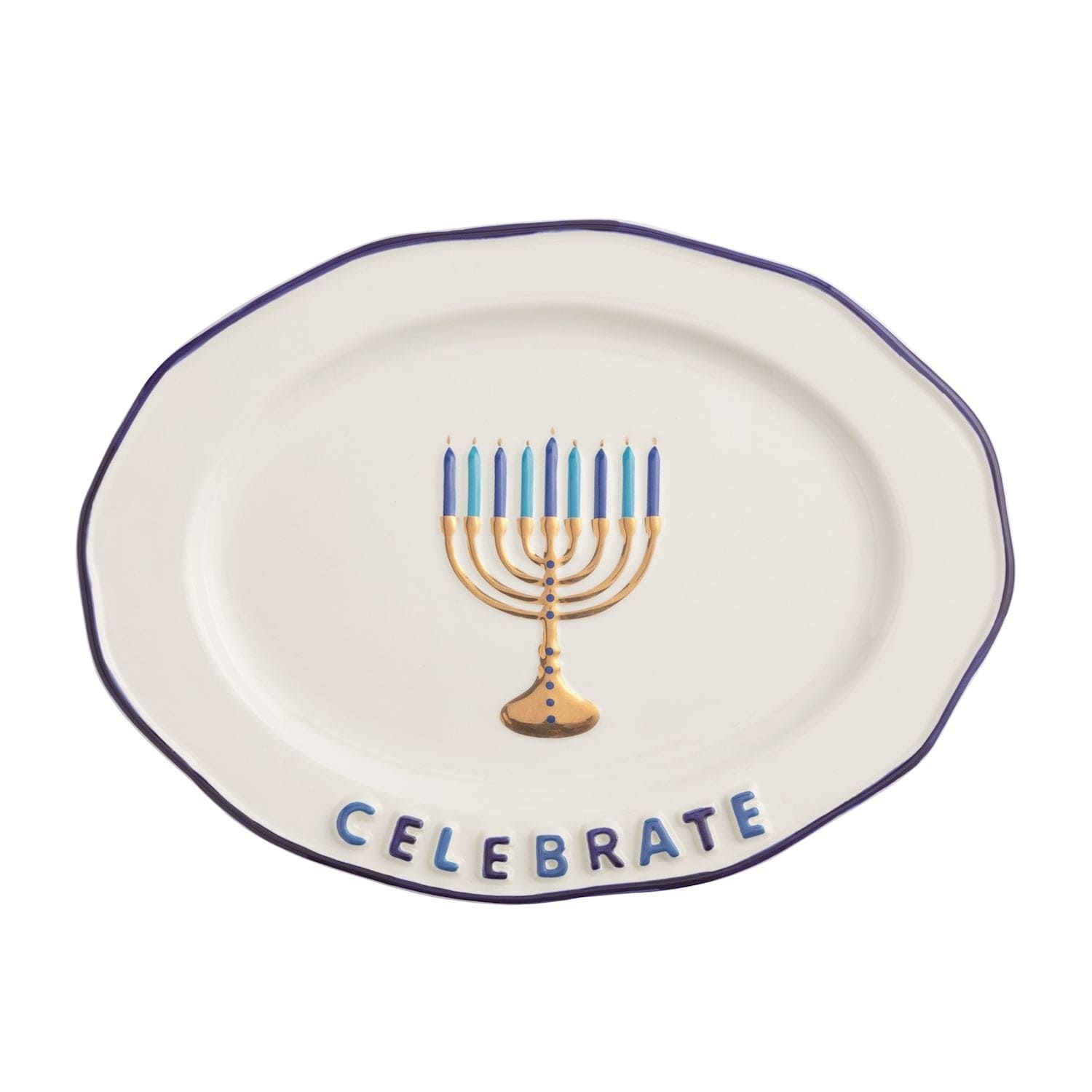 Mudpie Serving Pieces Celebrate Menorah Platter