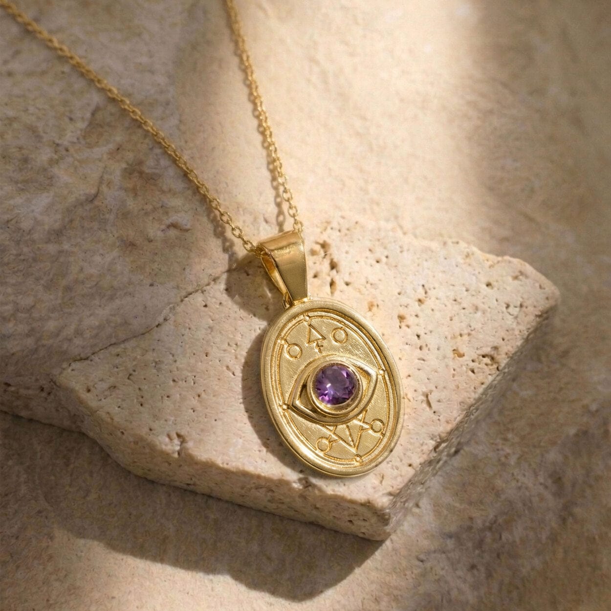 Wisdom and Sefirot pendant detail showing the sapphire