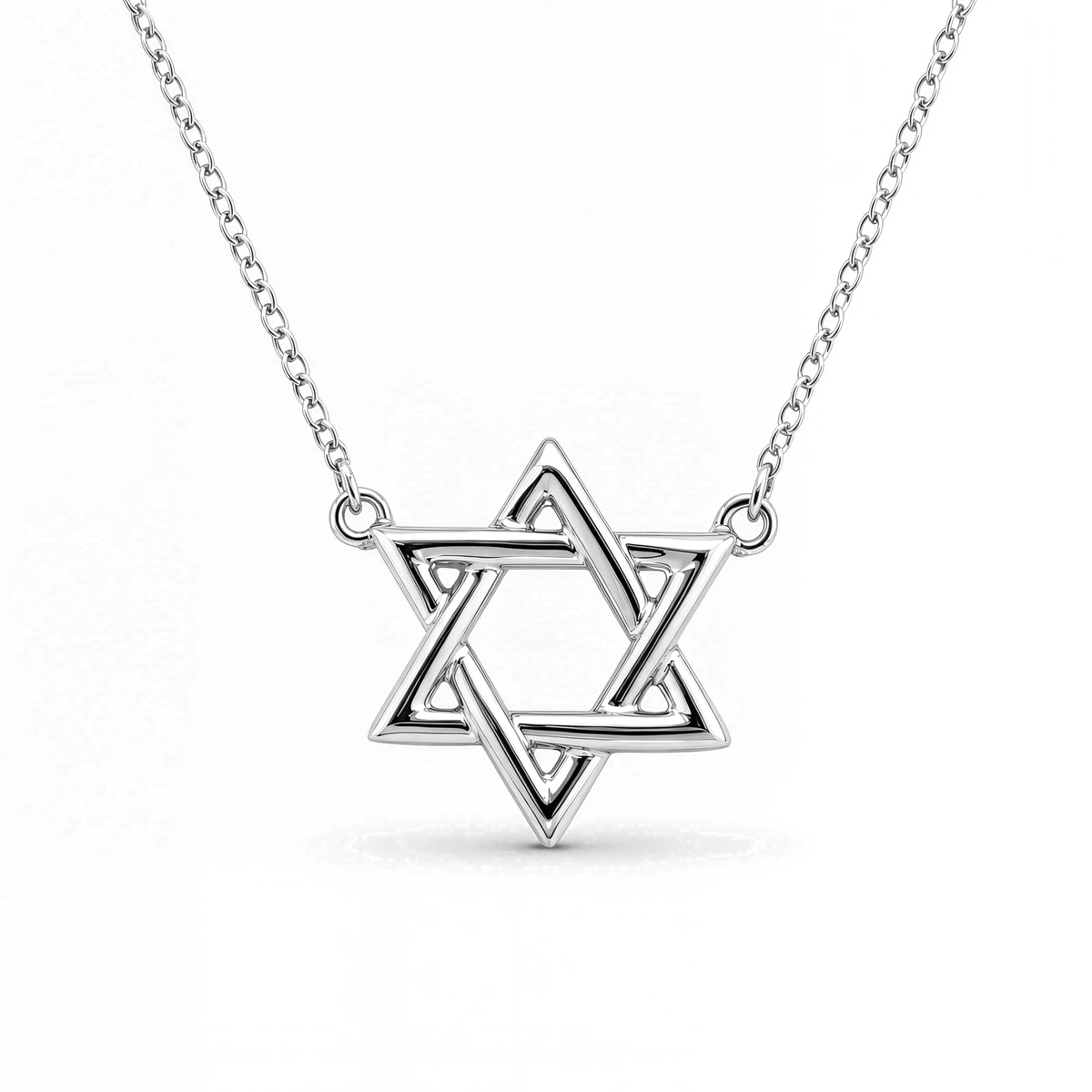 Izakov Fine Jewelry Necklaces White Gold / Small (9mm) Intersecting Star of David Gold Necklace - 14k Yellow, White or Rose Gold