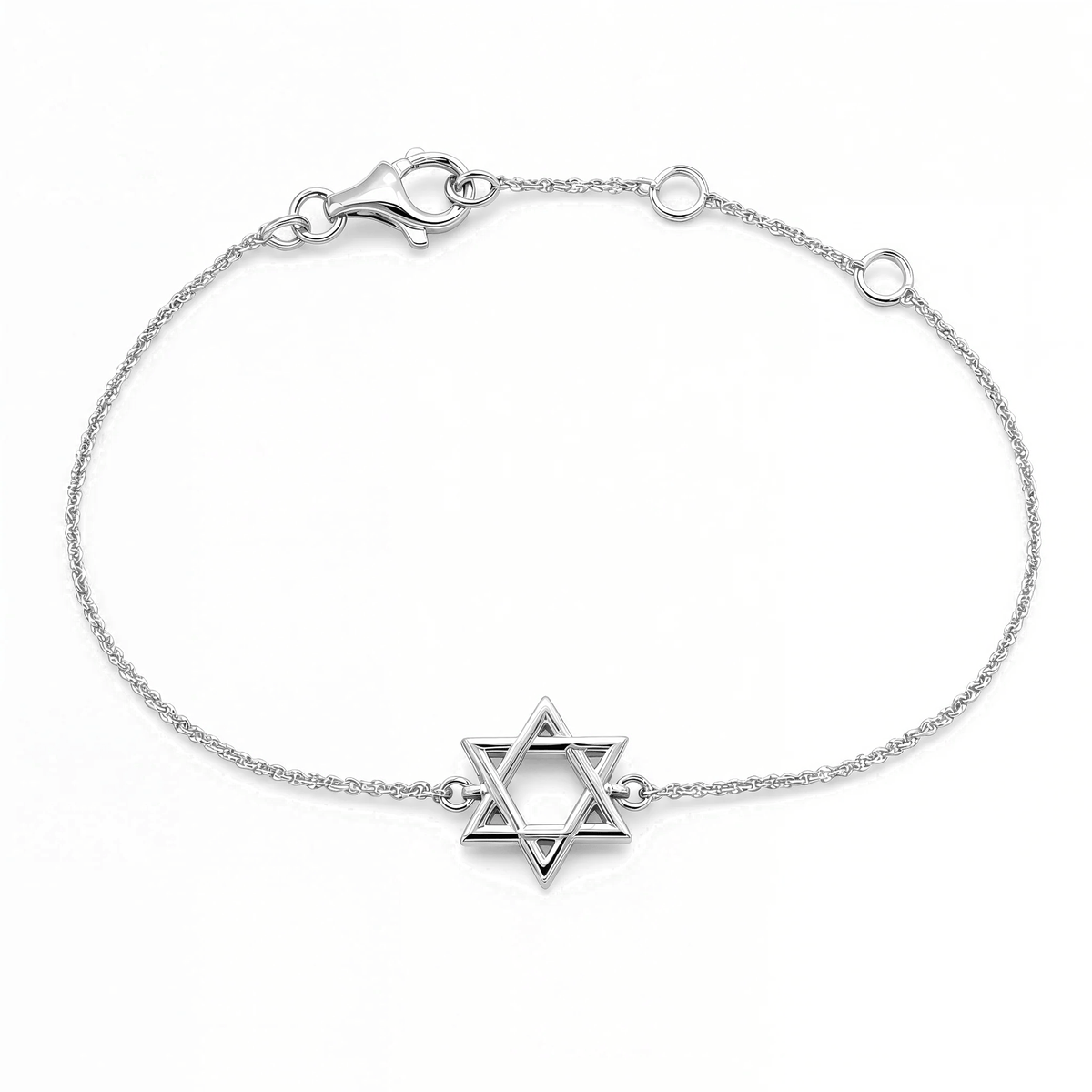 Izakov Fine Jewelry Bracelets White Gold Intersecting Small Star of David Gold Bracelet - 14k Yellow or White Gold