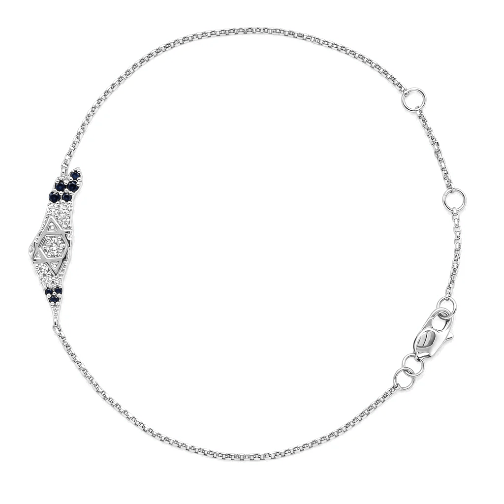 Izakov Fine Jewelry Bracelets White Gold Land of Israel Diamond and Sapphire Bracelet - 14k Yellow, White or Rose Gold
