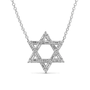 Izakov Fine Jewelry Necklaces White Gold Baguette Diamond Star of David Necklace - 14k Yellow, White or Rose Gold